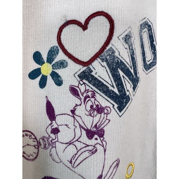 Disney Classics Alice in wonderland Cream Embroidered Sweatshirt Sz M - Picture 4 of 10